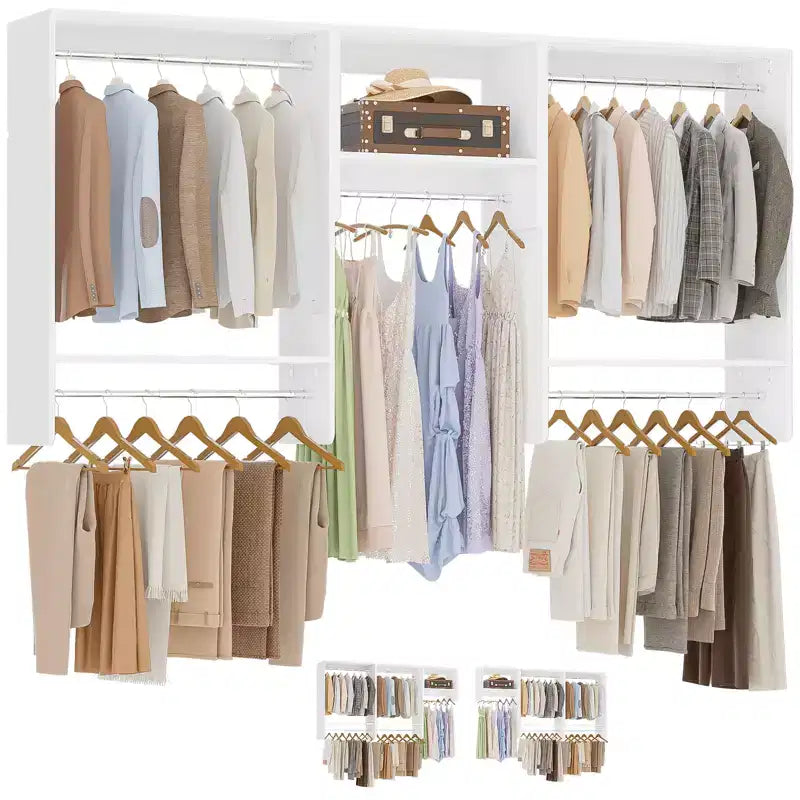 Besiost 95 Organisateur de Placard avec 5 Tiges Suspendues, Porte-Vêtements Mural pour Rangement