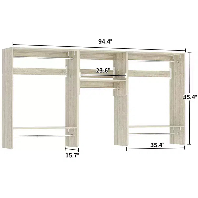 Besiost 95 Organisateur de Placard avec 5 Tiges Suspendues, Porte-Vêtements Mural pour Rangement