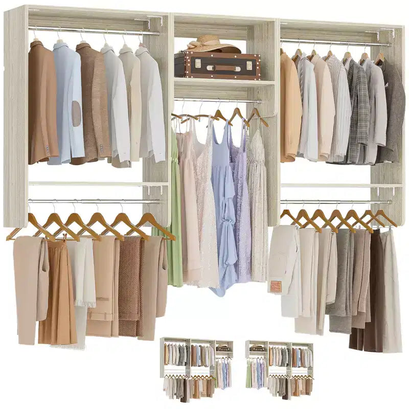 Besiost 95 Organisateur de Placard avec 5 Tiges Suspendues, Porte-Vêtements Mural pour Rangement