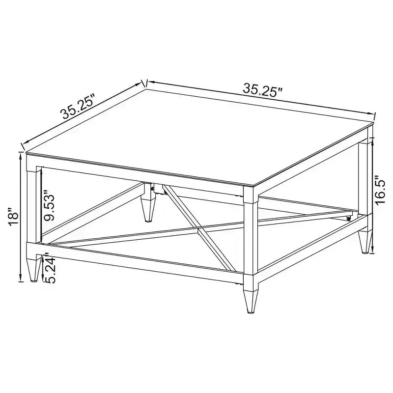 Lindley Square Tempered Mirror Acrylic Coffee Table