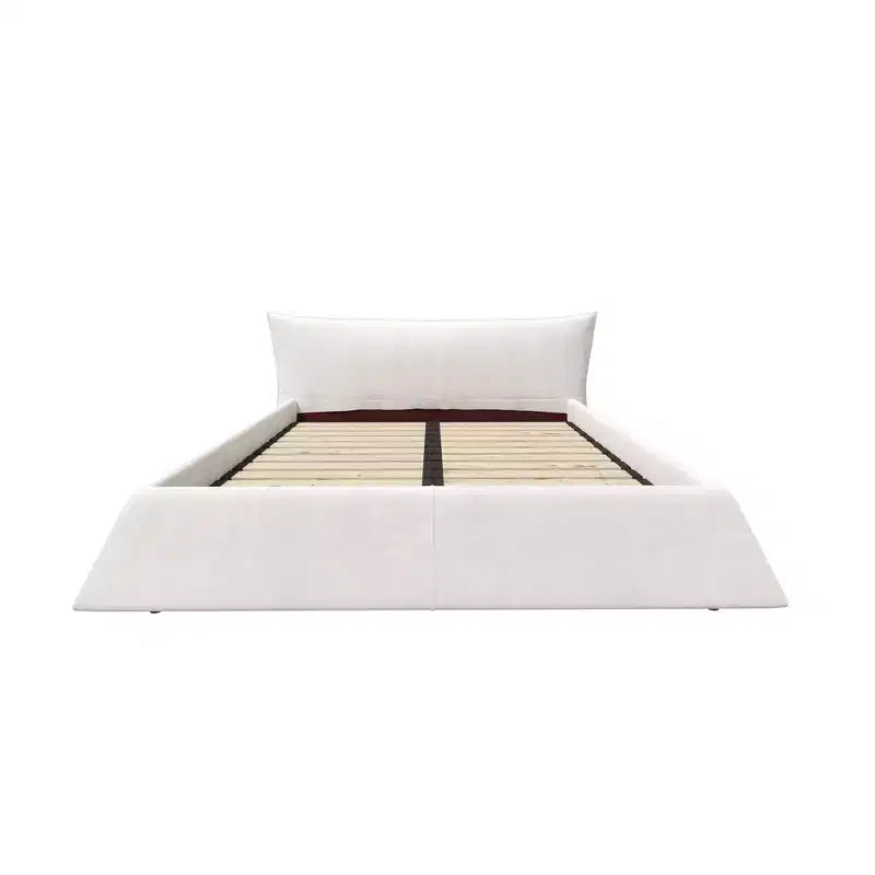Lit plateforme capitonné Whisen King Size, cadre de lit en métal et bois massif avec tête de lit en velours de forme spéciale
