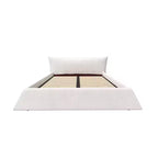 Lit plateforme capitonné Whisen King Size, cadre de lit en métal et bois massif avec tête de lit en velours de forme spéciale