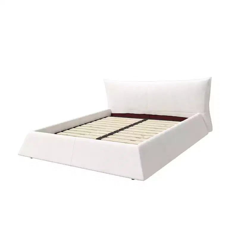 Lit plateforme capitonné Whisen King Size, cadre de lit en métal et bois massif avec tête de lit en velours de forme spéciale
