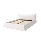 Lit plateforme capitonné Whisen King Size, cadre de lit en métal et bois massif avec tête de lit en velours de forme spéciale