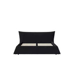 Lit plateforme capitonné Whisen King Size, cadre de lit en métal et bois massif avec tête de lit en velours de forme spéciale