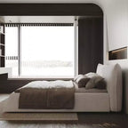 Lit plateforme capitonné Whisen King Size, cadre de lit en métal et bois massif avec tête de lit en velours de forme spéciale