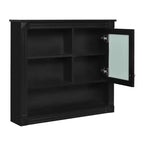 FAMYYT Armoire de toilette rectangulaire en MDF avec miroir, 32 po L x 28 po H, 5 étagères amovibles, charnières à fermeture douce