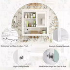 FAMYYT Armoire de toilette rectangulaire en MDF avec miroir, 32 po L x 28 po H, 5 étagères amovibles, charnières à fermeture douce