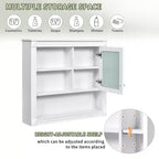 FAMYYT Armoire de toilette rectangulaire en MDF avec miroir, 32 po L x 28 po H, 5 étagères amovibles, charnières à fermeture douce