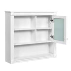 FAMYYT Armoire de toilette rectangulaire en MDF avec miroir, 32 po L x 28 po H, 5 étagères amovibles, charnières à fermeture douce