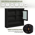 FAMYYT Armoire de toilette rectangulaire en MDF avec miroir, 32 po L x 28 po H, 5 étagères amovibles, charnières à fermeture douce
