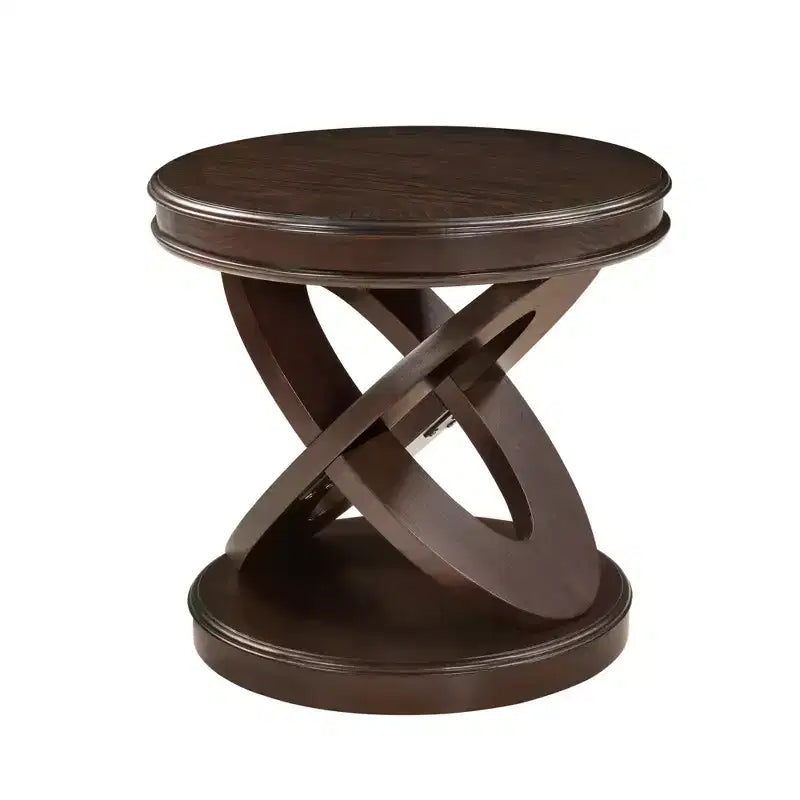 Table d'appoint ronde rétro en bois Luxystar avec base en X pour salle à manger ou salon, expresso