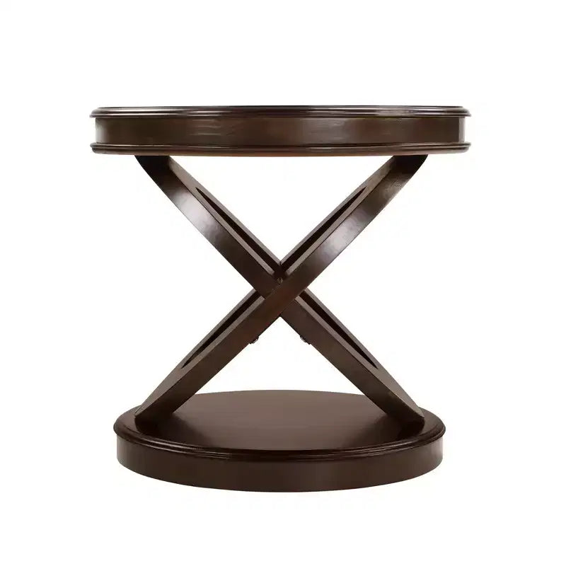 Table d'appoint ronde rétro en bois Luxystar avec base en X pour salle à manger ou salon, expresso
