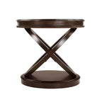 Table d'appoint ronde rétro en bois Luxystar avec base en X pour salle à manger ou salon, expresso