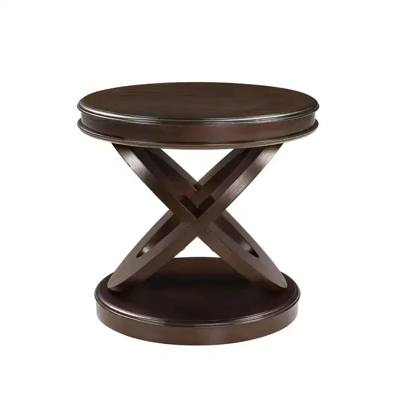 Table d'appoint ronde rétro en bois Luxystar avec base en X pour salle à manger ou salon, expresso