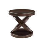 Table d'appoint ronde rétro en bois Luxystar avec base en X pour salle à manger ou salon, expresso
