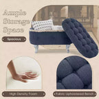 TUYOHW Banc de rangement rembourré 29,5", banc de pied de lit en tissu touffeté avec boutons et franges, couvercle relevable, banc de bout de lit pour chambre à coucher, salon