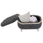 TUYOHW Banc de rangement rembourré 29,5", banc de pied de lit en tissu touffeté avec boutons et franges, couvercle relevable, banc de bout de lit pour chambre à coucher, salon