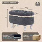 TUYOHW Banc de rangement rembourré 29,5", banc de pied de lit en tissu touffeté avec boutons et franges, couvercle relevable, banc de bout de lit pour chambre à coucher, salon