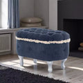 TUYOHW Banc de rangement rembourré 29,5", banc de pied de lit en tissu touffeté avec boutons et franges, couvercle relevable, banc de bout de lit pour chambre à coucher, salon