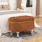 TUYOHW Banc de rangement rembourré 29,5", banc de pied de lit en tissu touffeté avec boutons et franges, couvercle relevable, banc de bout de lit pour chambre à coucher, salon