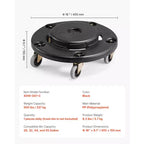 VEVOR Chariot à poubelle, compatible avec les conteneurs de 20, 32, 44, 55 gallons, base roulante ronde pour poubelle avec 4 roues verrouillables, capacité de 227 kg, noir
