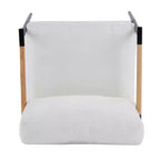 MAYEERTYChaise d'appoint moderne, coussins moelleux, cadre en métal minimaliste, accoudoirs en bois, pour salon, chambre, bureau