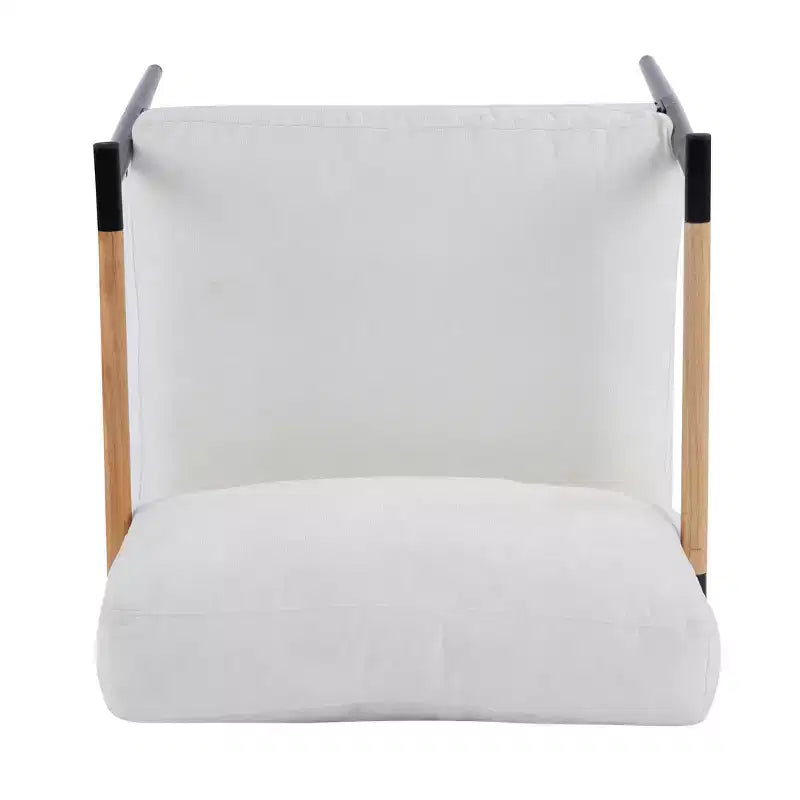 MAYEERTYChaise d'appoint moderne, coussins moelleux, cadre en métal minimaliste, accoudoirs en bois, pour salon, chambre, bureau