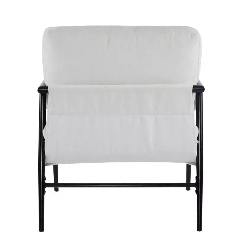 MAYEERTYChaise d'appoint moderne, coussins moelleux, cadre en métal minimaliste, accoudoirs en bois, pour salon, chambre, bureau