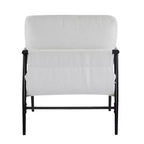 MAYEERTYChaise d'appoint moderne, coussins moelleux, cadre en métal minimaliste, accoudoirs en bois, pour salon, chambre, bureau
