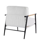 MAYEERTYChaise d'appoint moderne, coussins moelleux, cadre en métal minimaliste, accoudoirs en bois, pour salon, chambre, bureau