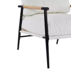 MAYEERTYChaise d'appoint moderne, coussins moelleux, cadre en métal minimaliste, accoudoirs en bois, pour salon, chambre, bureau
