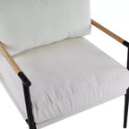 MAYEERTYChaise d'appoint moderne, coussins moelleux, cadre en métal minimaliste, accoudoirs en bois, pour salon, chambre, bureau