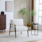 MAYEERTYChaise d'appoint moderne, coussins moelleux, cadre en métal minimaliste, accoudoirs en bois, pour salon, chambre, bureau