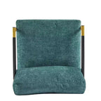 MAYEERTYChaise d'appoint moderne, coussins moelleux, cadre en métal minimaliste, accoudoirs en bois, pour salon, chambre, bureau