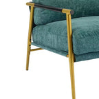 MAYEERTYChaise d'appoint moderne, coussins moelleux, cadre en métal minimaliste, accoudoirs en bois, pour salon, chambre, bureau
