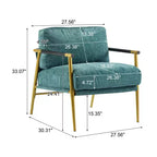 MAYEERTYChaise d'appoint moderne, coussins moelleux, cadre en métal minimaliste, accoudoirs en bois, pour salon, chambre, bureau