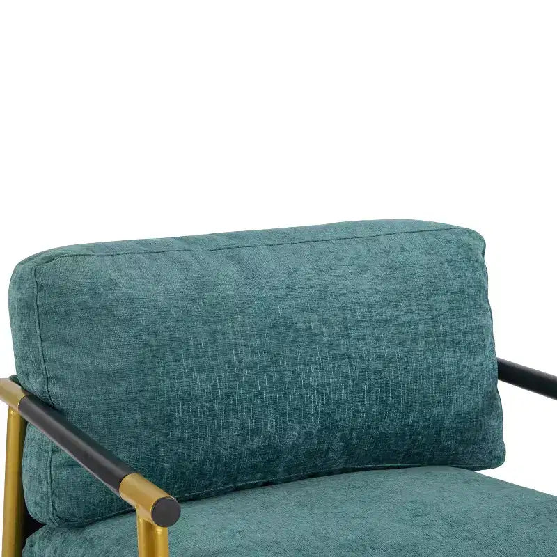 MAYEERTYChaise d'appoint moderne, coussins moelleux, cadre en métal minimaliste, accoudoirs en bois, pour salon, chambre, bureau
