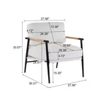 MAYEERTYChaise d'appoint moderne, coussins moelleux, cadre en métal minimaliste, accoudoirs en bois, pour salon, chambre, bureau