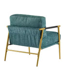 MAYEERTYChaise d'appoint moderne, coussins moelleux, cadre en métal minimaliste, accoudoirs en bois, pour salon, chambre, bureau