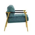 MAYEERTYChaise d'appoint moderne, coussins moelleux, cadre en métal minimaliste, accoudoirs en bois, pour salon, chambre, bureau