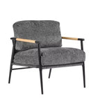 MAYEERTYChaise d'appoint moderne, coussins moelleux, cadre en métal minimaliste, accoudoirs en bois, pour salon, chambre, bureau