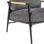 MAYEERTYChaise d'appoint moderne, coussins moelleux, cadre en métal minimaliste, accoudoirs en bois, pour salon, chambre, bureau