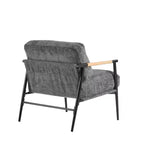MAYEERTYChaise d'appoint moderne, coussins moelleux, cadre en métal minimaliste, accoudoirs en bois, pour salon, chambre, bureau