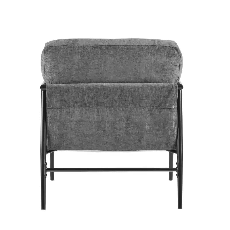 MAYEERTYChaise d'appoint moderne, coussins moelleux, cadre en métal minimaliste, accoudoirs en bois, pour salon, chambre, bureau