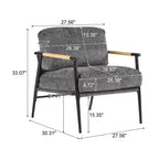 MAYEERTYChaise d'appoint moderne, coussins moelleux, cadre en métal minimaliste, accoudoirs en bois, pour salon, chambre, bureau