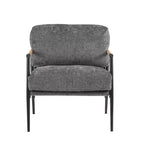 MAYEERTYChaise d'appoint moderne, coussins moelleux, cadre en métal minimaliste, accoudoirs en bois, pour salon, chambre, bureau