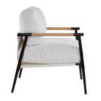 MAYEERTYChaise d'appoint moderne, coussins moelleux, cadre en métal minimaliste, accoudoirs en bois, pour salon, chambre, bureau