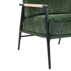 MAYEERTYChaise d'appoint moderne, coussins moelleux, cadre en métal minimaliste, accoudoirs en bois, pour salon, chambre, bureau