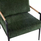 MAYEERTYChaise d'appoint moderne, coussins moelleux, cadre en métal minimaliste, accoudoirs en bois, pour salon, chambre, bureau